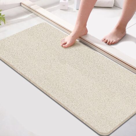 NICOLA Tapis de douche antidérapant, 4475cm, tapis de salle de bain en luffa PVC, séchage rapide, beige, différence de couleur (1/5)