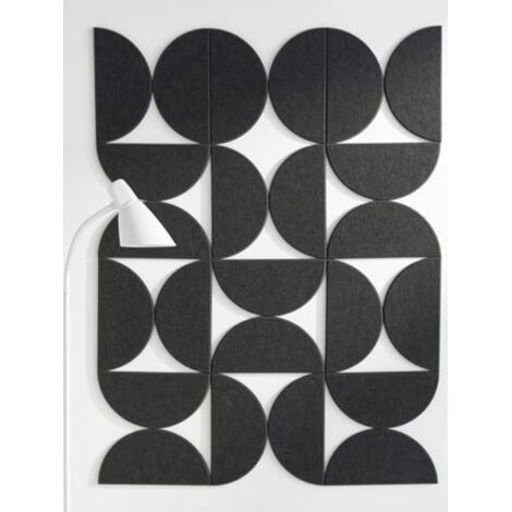 Lot de 12 panneaux insonorisants en feutre de fibre de polyester, panneaux insonorisants modernes et simples, noirs, support adhésif 30 cm x 15 cm
