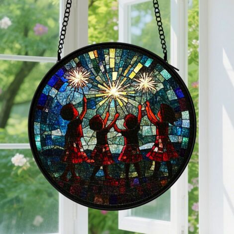 Capteur de soleil en vitrail - décoration spirituelle 15cm (1/4)