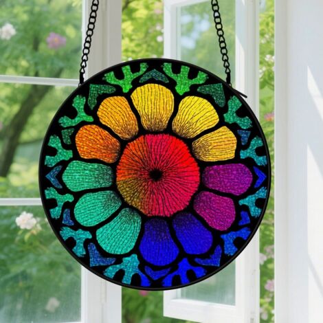 Capteur de soleil en vitrail - décoration spirituelle 15cm (1/4)