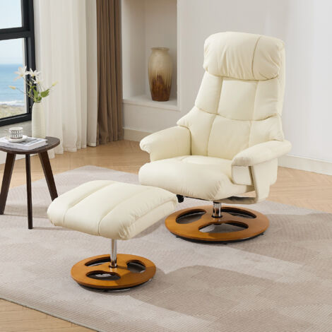 025 Fauteuil de repos confortable, avec fonction de massage et de chauffage. Il possède également une fonction d’assise pour se détendre. Il est réglable sur 360°. Fabriqué en tissu PU, couleur blanch (1/5)