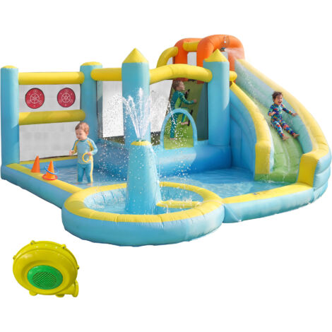 Parc d’attractions pour enfants, parc aquatique, toboggans, piscine. Banc de baignade gonflable. Lieu de jeux aquatiques en plein air, équipé de ventilateurs. Taille du banc de baignade : 430390210 cm