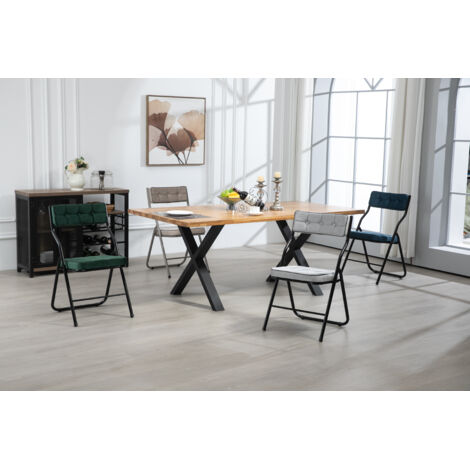 Chaises pliantes en pack de 2 – Chaises à utilisation multiple, avec coussin intégré. Conçues pour être transportées et assemblées facilement. Idéales pour les invités, le bureau, les réceptions de ma (1/5)