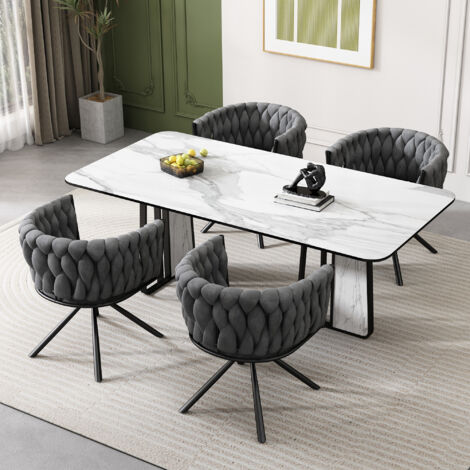 Chaises pivotantes pour la salle à manger, ensemble de 4 pièces. Chaise de luxe pour les salles de séjour et les chambres à coucher. Chaise pivotante destinée aux moments de détente, avec quatre pieds (1/5)