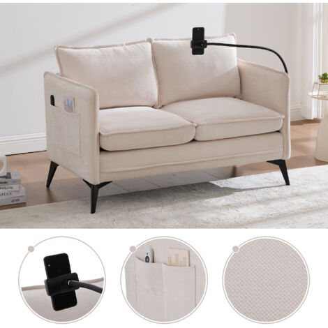 Canapé deux places moderne en chenille, de conception ergonomique avec une assise respirante, un dossier et des accoudoirs réglables. (1/5)
