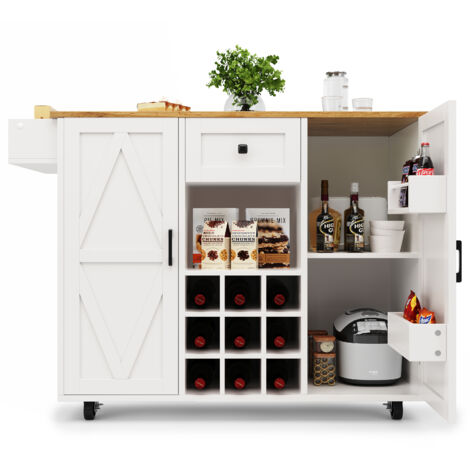 Îlot de cuisine moderne, armoire à ustensiles, meuble de rangement pour les plats. Table à manger multifonctionnelle, avec espace de stockage intégré. (1/5)
