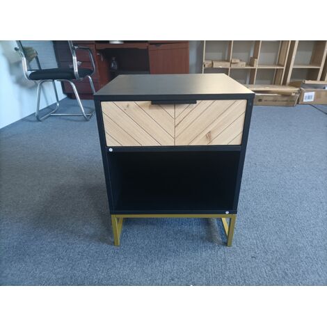 Table de nuit moderne, avec un tiroir et une partie ouverte. Conforme aux exigences des pièces à vivre, telles que les salons et les chambres à coucher. (1/5)