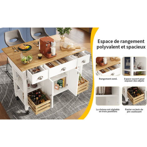 Îlot de cuisine moderne (120×45×90 cm). Meuble de cuisine, meuble à manger. Meuble pour la salle à manger. Couleur du bois :… Meuble pour la salle à manger. (1/5)