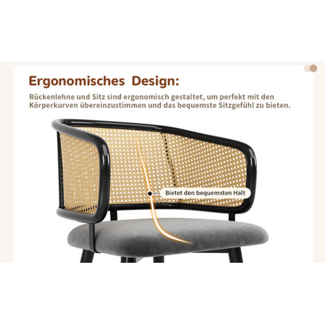 Deux chaises de séjour. Les chaises de séjour sont dotées de dossiers en rotin. Les coussins sont faits de velours  ce modèle est confortable et respirant. Il s’agit d’une conception moderne et simple (1/5)