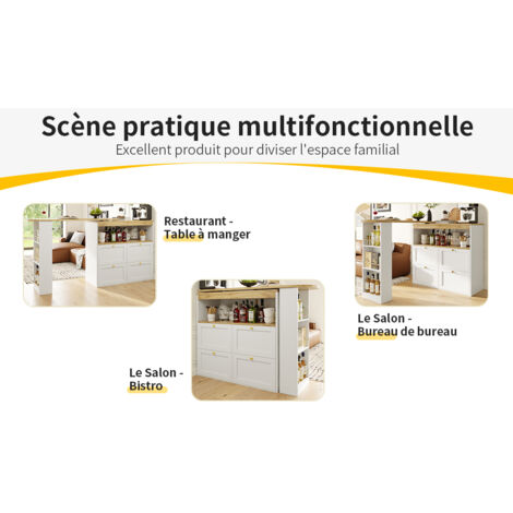 Table de travail orientable sur 360° (dimension du corps : 105 x 39 x 102 cm). La table est équipée de 4 tiroirs et d’écritoires ouvertes. Idéale pour les salles à manger, les bureaux ou les salons. C (1/5)
