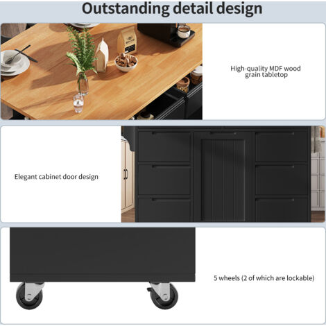 Îlot de cuisine moderne. Meuble de cuisine, chariot de cuisine démontable doté de roulettes et d’une surface de travail. Tout en haut du meuble de cuisine se trouve un plateau pour servir (1/5)