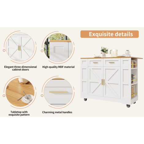Îlot de cuisine moderne, armoire à casseroles, meuble de rangement pour les plats, table à manger multifonctionnelle avec espace de stockage, meubles de rangement en tissu stretch (1/5)