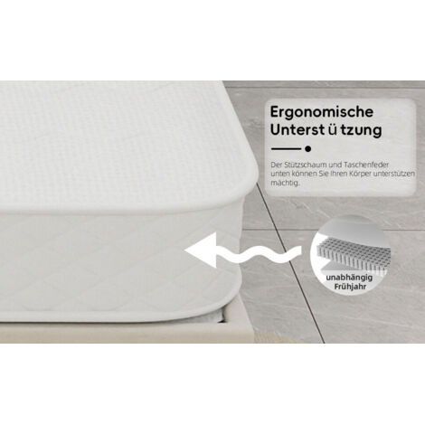 Matelas 3D respirant, enveloppé de manière indépendante. Il offre un environnement sans bruits, est résistant et confortable à utiliser. (1/5)