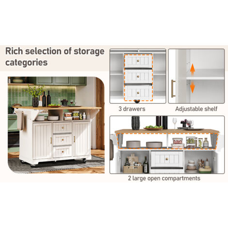 Compartiment de cuisine, armoire, buffet de 120 x 40 (80) x 95 cm. Wagon de cuisine amovible, équipé de roulettes. La partie supérieure peut être déplacée d’un côté ou de l’autre. (1/5)