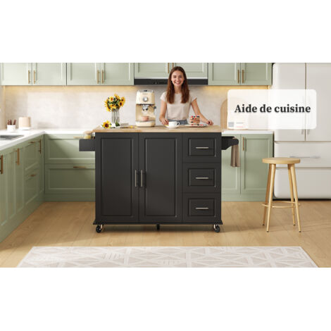 137 cm de long 43 (76) cm de large 92 cm de haut, grande table de cuisine portable, plateau en chêne, conception pliable, 3 tiroirs. (1/5)