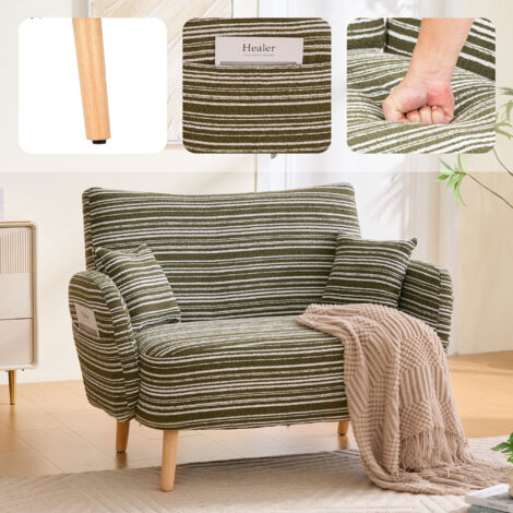 Canapé deux places élégant avec accoudoirs, coussins d'accoudoirs et sacs de rangement  canapé moderne adapté aux chambres et aux appartements. (1/5)