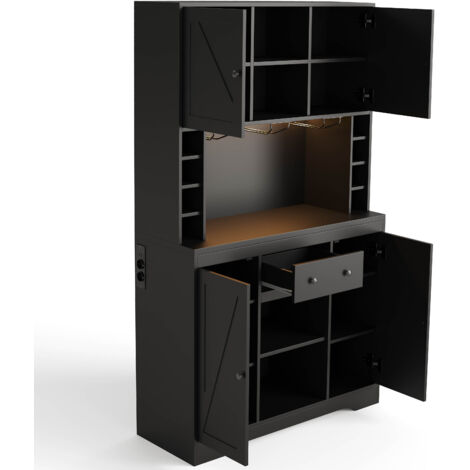 Armoire de cuisine, armoire haute, armoire à vin avec des compartiments réglables. Il y a également des tiroirs, un support en acier inoxydable pour les bouteilles de vin (1/5)