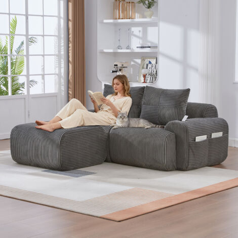 Meuble modulaire pour 2 personnes (avec des accoudoirs). Il peut être combiné librement. Inclut des supports pour les boissons et un compartiment de rangement sur le côté (1/5)