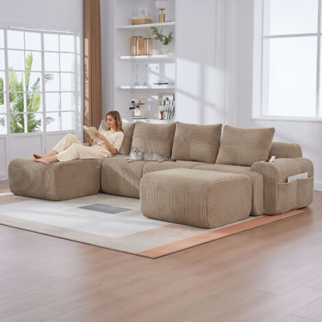 Meuble modulaire pour 4 personnes (avec 2 tabourets). Il peut être combiné librement. Inclut des supports pour les boissons et un compartiment de rangement sur le côté. Idéal pour les salons (1/5)