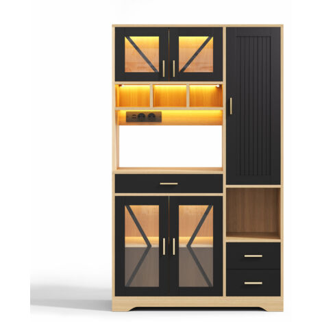 Armoire de cuisine dans le style de la grange. C’est une armoire haute, utilisée pour ranger des objets divers. L’armoire dispose d’étagères réglables, de tiroirs (1/5)