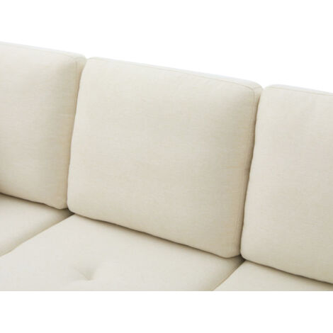 166 x 118 x 77 cm. Canapé coin de forme L, avec un lit-de-dame intégré. Canapé pour 3 personnes. Tissu en coton-lin pensant, très respirant. Pieds en plastique. Design modulaire. Idéal pour les salons (1/5)