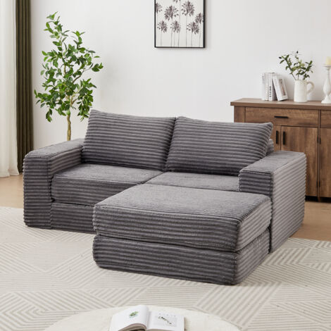 Canapé modulaire 2 en 1, avec deux coussins. Pieds amovibles. Canapé flexible et adaptable à diverses configurations. (1/5)