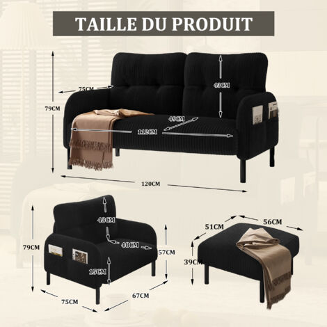 Set de 3 chaises, 1 tabouret et 1 canapé pour 2 personnes. Le cadre est fait de tubes d’acier  le dossier est très confortable. La profondeur du siège permet un maximum de confort (1/5)