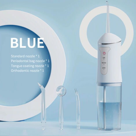 Ensemble hydropulseur électrique,irrigateur buccal pour les soins dentaires et gingivaux,4 embouts et 3 modes de nettoyage,rechargeable par USB(blanc) (1/5)