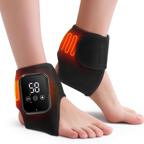 Masseur chauffant et vibrant sans fil, coussin chauffant rechargeable pour cheville favorisant la circulation sanguine (noir - lot de deux) (1/5)