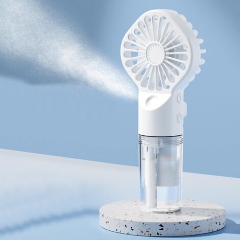 Ventilateur brumisateur portable rechargeable, mini ventilateur brumisateur portatif, à piles, blanc (1/5)