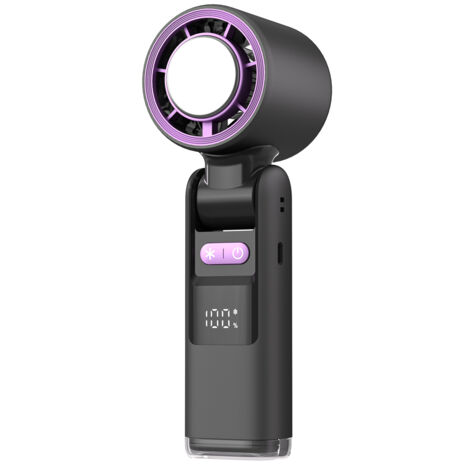 Ventilateur pliable portable 100 vitesses, flux d'air réglable, ultra silencieux, compact, pour voyage, bureau, extérieur, violet