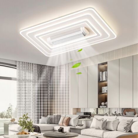 Nouveau ventilateur sans pales avec éclairage LED — Plafonnier intelligent pour salon, doté d'une télécommande, d'une luminosité réglable (1/5)