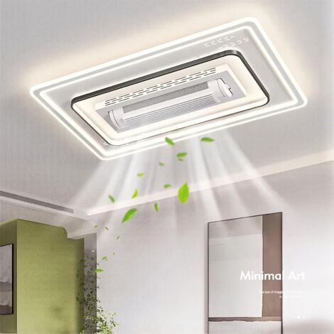 Plafonnier ventilateur LED invisible sans pales — Décoration intérieure épurée pour salon, chambre et hôtel — Lampe-ventilateur avec (Noir) (1/5)