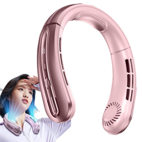 Ventilateur de cou USB portable sans pales, mini ventilateur rechargeable, silencieux, affichage numérique LED, refroidisseur d'air électrique (1/5)