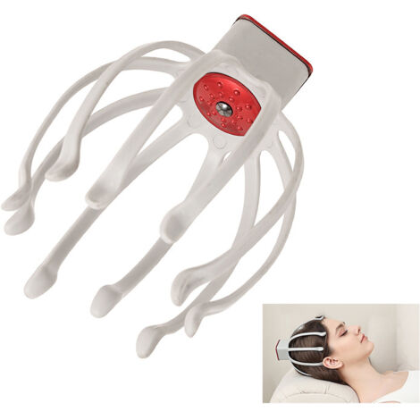 AZOUAKN Masseur de cuir chevelu électrique, masseur de cuir chevelu en forme de pieuvre, masseur de tête portable sans fil à 360°, 3 modes (1/5)