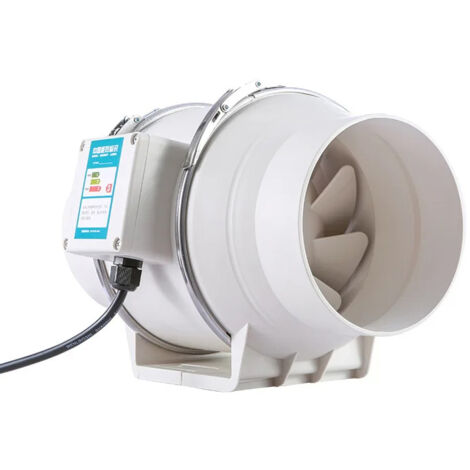 Ventilateur d'extraction AZOUAKN 8 pouces, équipé d'un moteur EC silencieux, pour une ventilation renforcée, idéal pour la salle de bain. (1/5)