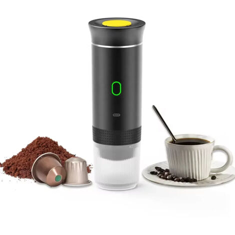 Cafetière électrique portable sans fil, 3 fonctions, idéale pour les voyages et les activités de plein air, noire (1/5)