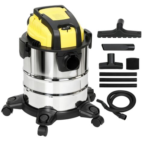 Aspirateur eau et poussière, enroulable, système de filtration triple, bac à poussière 20 L (1/5)