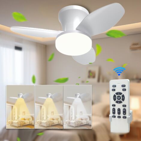 Ventilateur de plafond avec lumières, ventilateur de plafond LED avec télécommande et application, intensité variable 3 couleurs, 6 vitesses, 65 cm (1/5)