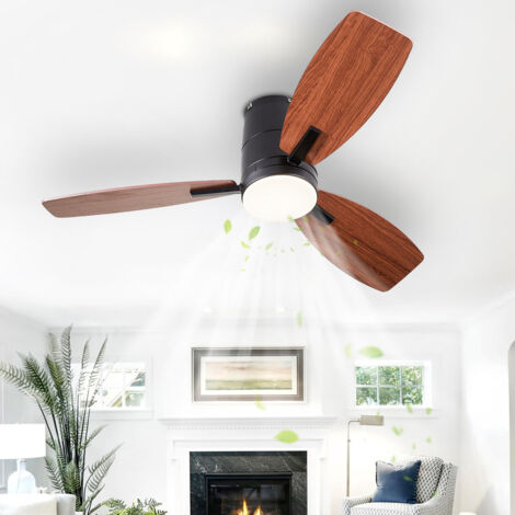 Ventilateur de plafond avec lumière, 3 températures de couleur, minuterie, 6 vitesses de vent, plafonnier avec télécommande (76 cm) (1/5)