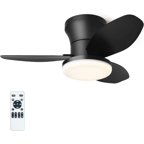 Ventilatore da soffitto da 88 cm con luce e telecomando, 6 velocità del vento, timer, luce da soffitto dimmerabile, 3 temperature di colore (nero) (1/5)