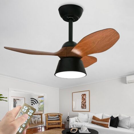 Ventilateur de plafond de 80 cm avec lumière et télécommande, Lampe de ventilateur de plafond à LED à intensité variable, 6 vitesses, minuterie (1/5)