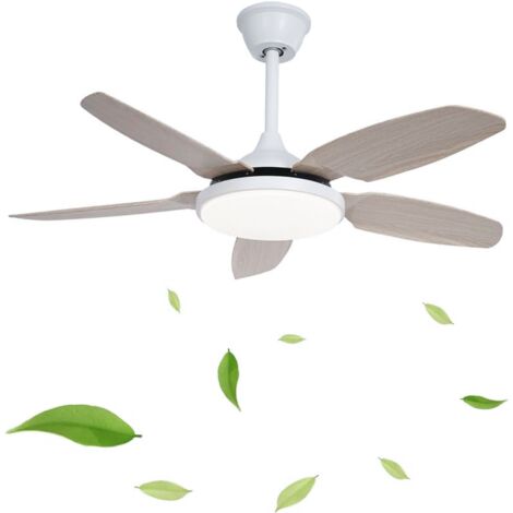 Ventilateur de plafond de 110 cm avec lumière et télécommande, Plafonnier LED à intensité variable avec 3 pales, 6 vitesses, minuterie