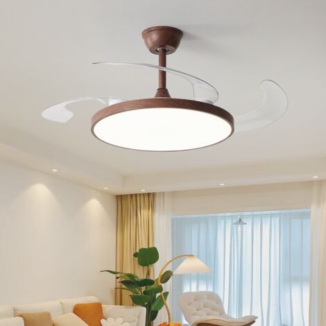 Ventilateur de plafond 95cm avec lumière et télécommande, Lampe de ventilateur de plafond à LED à intensité variable, 3 lames rétractables, 6 vitesses (1/5)