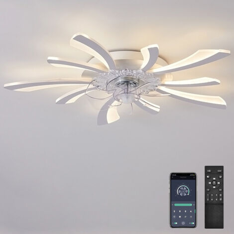 Ventilateurs de plafond avec lumières, ventilateur de plafond sans pales semi-encastré à intensité variable avec application et télécommande, 69 cm (1/5)