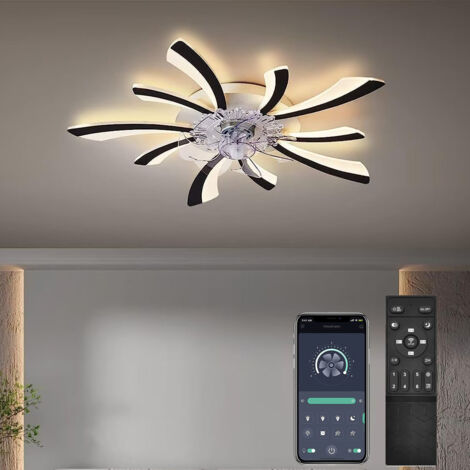 Ventilateurs de plafond avec lumières, ventilateur de plafond sans pales semi-encastré à intensité variable avec application et télécommande, 69 cm (1/5)