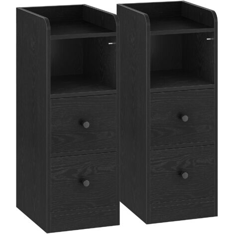 Lot de 2 tables de chevet étroites avec compartiment ouvert, parfaites pour la chambre ou le salon (1/5)