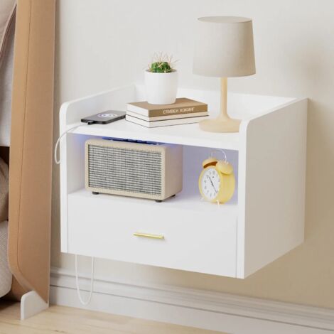 Table de chevet moderne avec rangement, table de chevet élégante pour la décoration de la chambre (blanc) (1/5)
