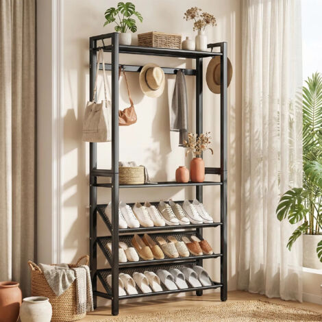 Étagère à chaussures à 5 niveaux avec cintre, idéale pour l'entrée, les couloirs et les chambres. (1/5)