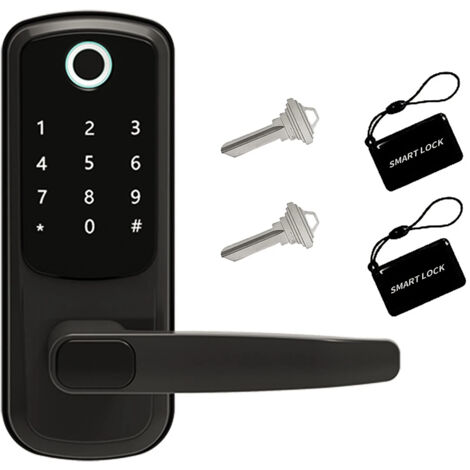 Serrure anti-effraction, loquet de porte intérieure robuste en métal massif, idéal pour appartements et hôtels (noir) (1/5)